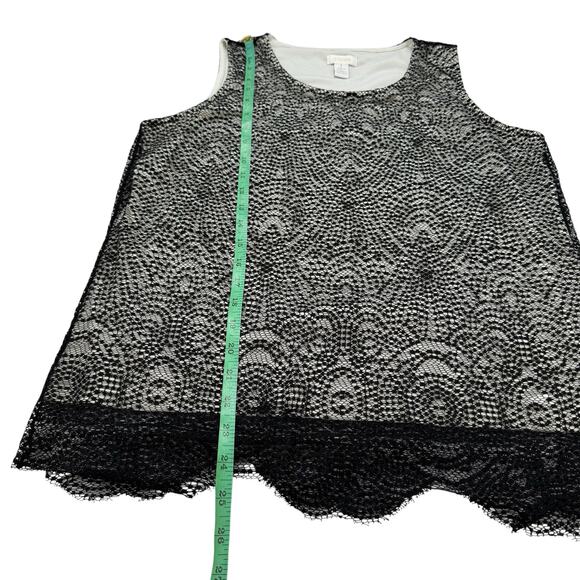 CHICOS Lace Layered Sleeveless Top Black Beige Size Medium (1) Womens Crochet - Picture 8 of 8